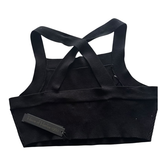 House of Harlow 1960 Black Ribbed Crop Top Size XL - Picture 2 of 4